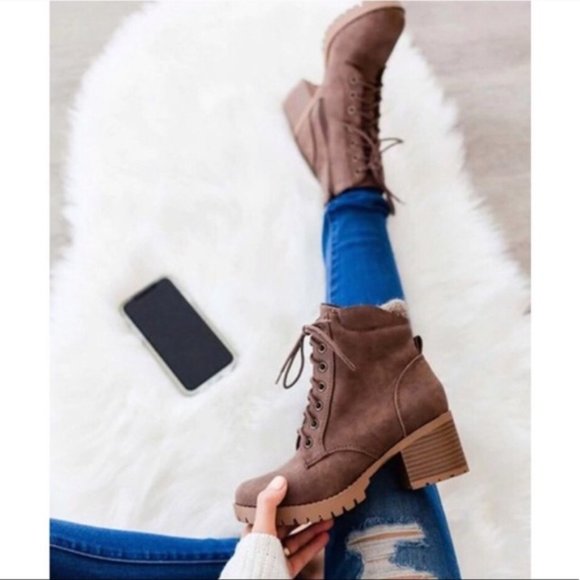 Knit Back Combat Boots - Picture 2 of 3